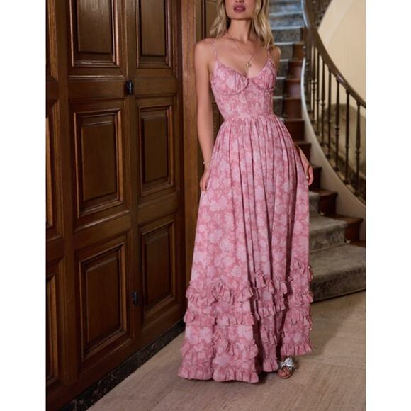 V. Chapman Maxi Dress Carmen Size 8 Pink - Picture 6 of 7